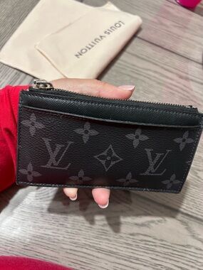 Louis Vuitton Black Monogram Zip Card Case